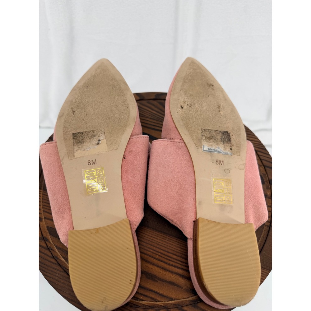 Jeffrey Campbell Charlin-2 Pink Velvet Bow Pointed Toe Mules Flats 8M Coquette - Picture 4 of 8